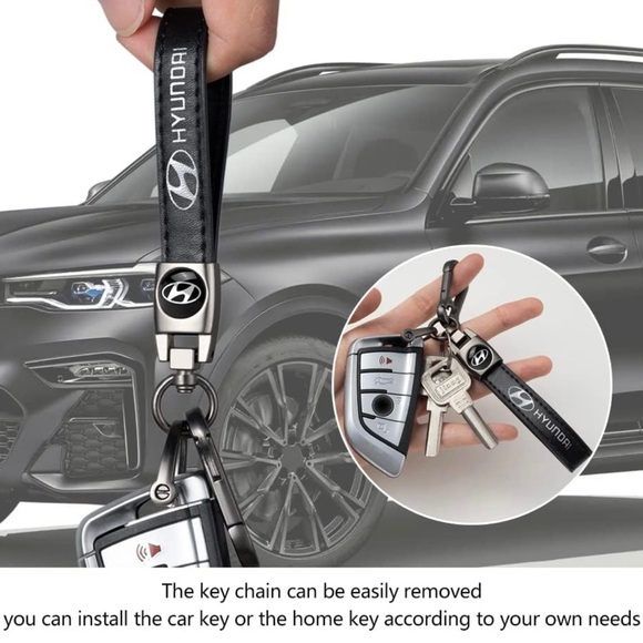 COPY - 🆕 Hyundai Genuine Black Leather Car Keychain Key Chain Fob Ring Holder A… - Picture 7 of 9